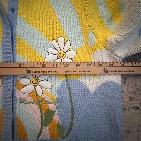 House of Sunny Cardigan Mushroom Daisy Flower Rainbow Sunshine Long Sleeve Sz 10 - Picture 5 of 11